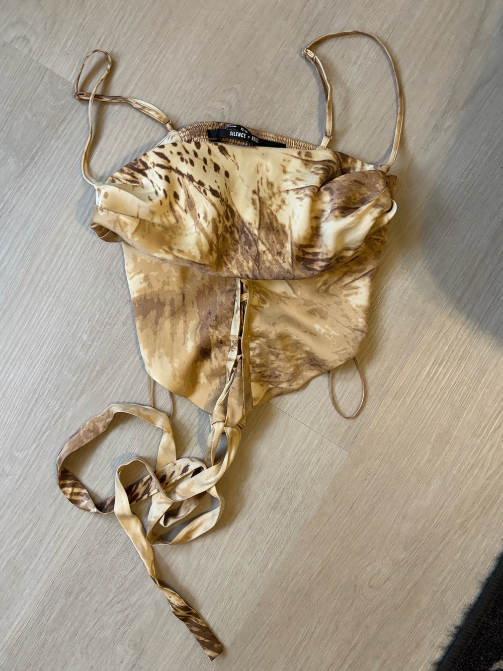 silence + noise Beige and Brown Satin Cami